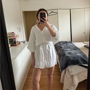 DISSH Libby 100% Linen Shirt Dress - US 4 - White